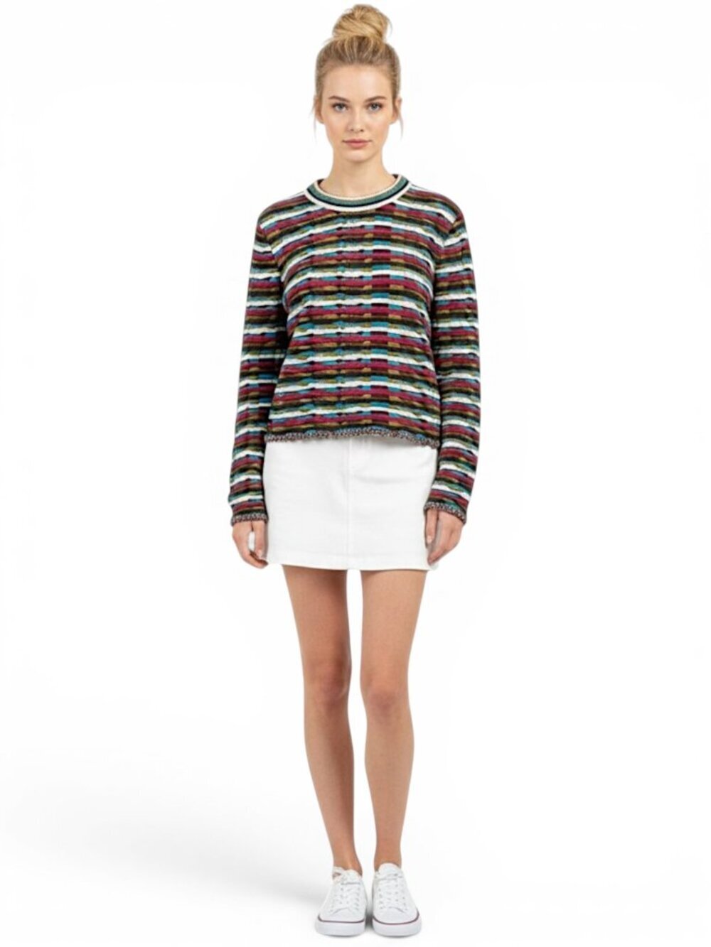 Christian Lacroix Bazar Vintage Striped Textured Retro Modern Sweater New NWT L